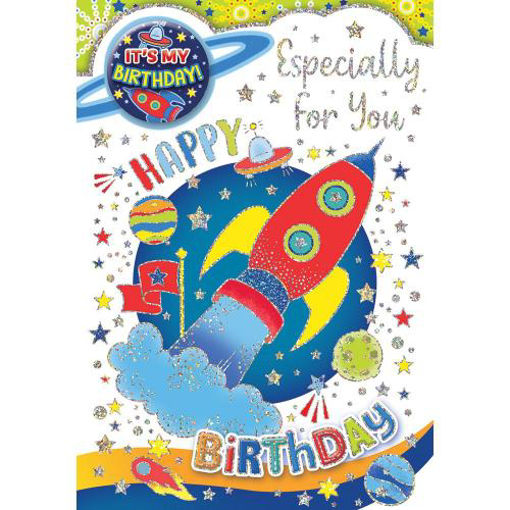 Picture of ITS MY BIRTHDAY BADGE CARD ROCKET